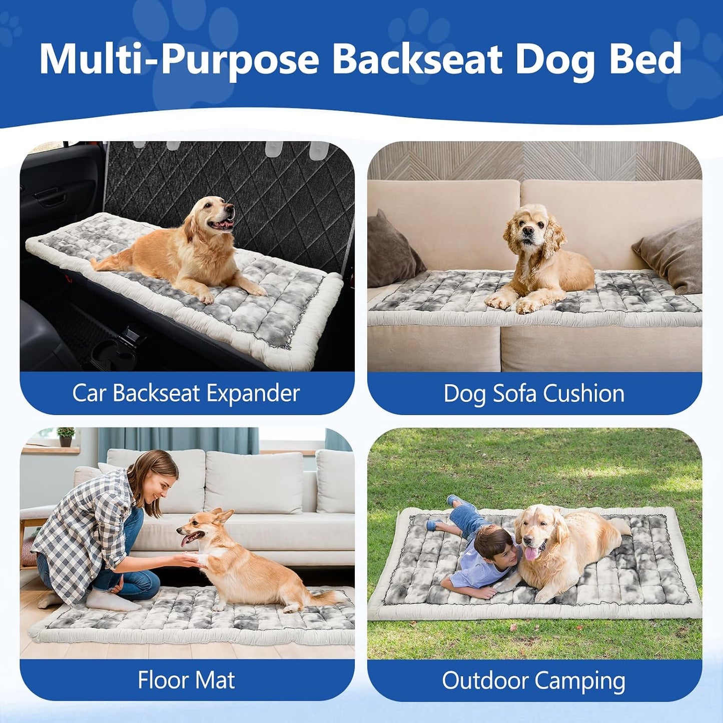 Thickened Dog Bed for Car Back Seat, Upgraded Bottom Non-Slip, Fits Hard Bottom Car Seat Cover for Dogs, Premium Mixed Color, Dog Car Seat Cover