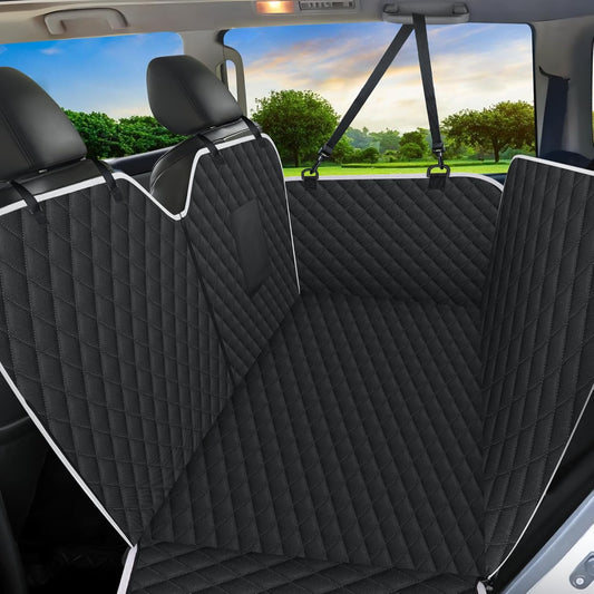 Back Seat Cover for Dogs,Zipper Hammock Car Seat Protector(Black) | 600D Oxford Fabric,Zippered Side Flaps,No-Smell Car Seat Cover for Back Seat as Hammock, Trunk Liner or Camping Mat
