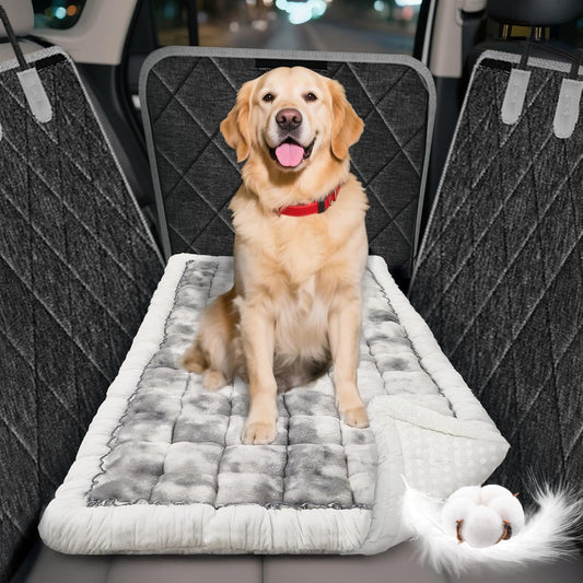 Thickened Dog Bed for Car Back Seat, Upgraded Bottom Non-Slip, Fits Hard Bottom Car Seat Cover for Dogs, Premium Mixed Color, Dog Car Seat Cover