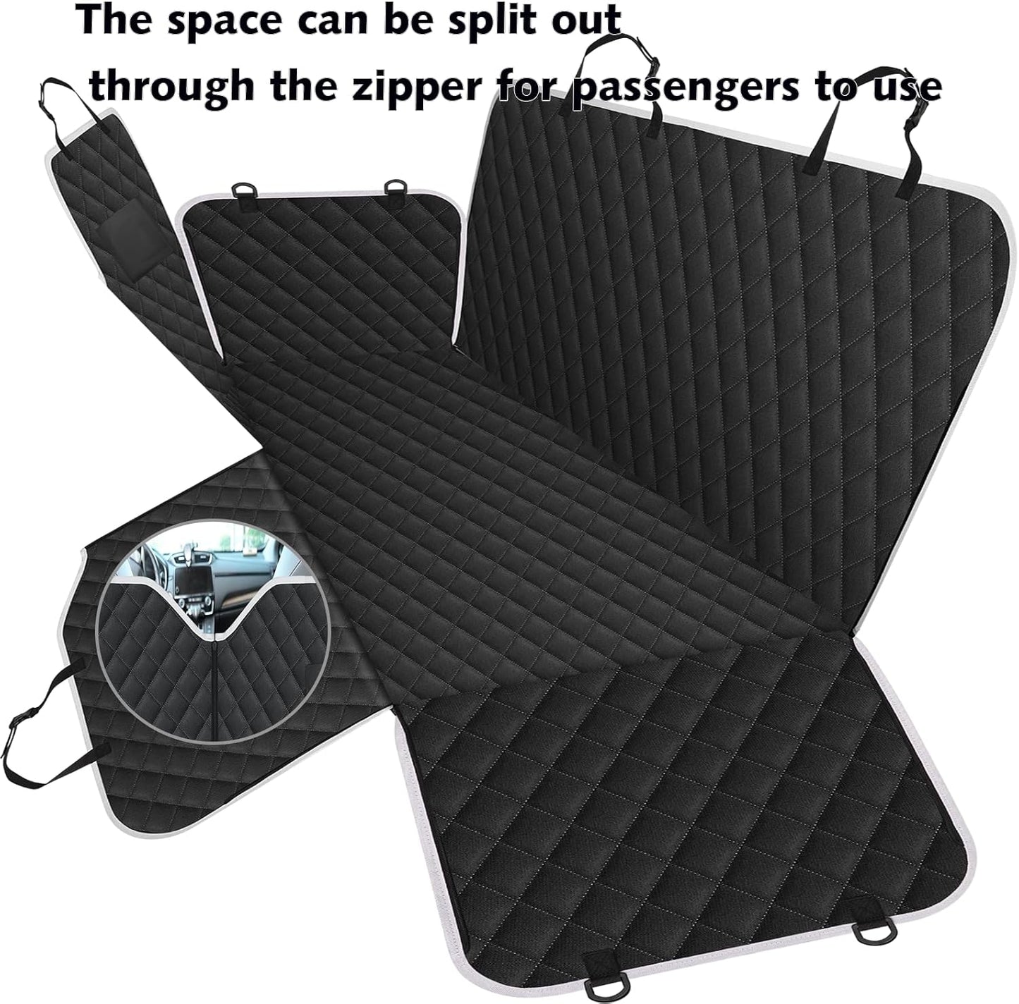Back Seat Cover for Dogs,Zipper Hammock Car Seat Protector(Black) | 600D Oxford Fabric,Zippered Side Flaps,No-Smell Car Seat Cover for Back Seat as Hammock, Trunk Liner or Camping Mat