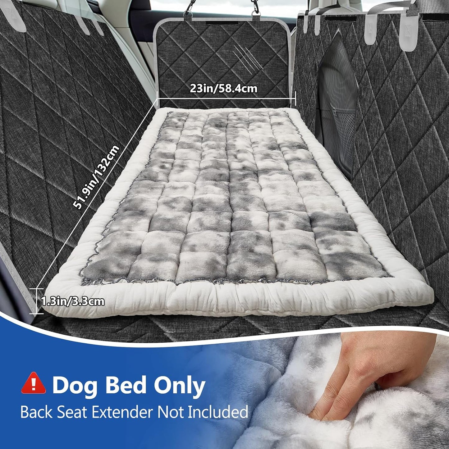 Thickened Dog Bed for Car Back Seat, Upgraded Bottom Non-Slip, Fits Hard Bottom Car Seat Cover for Dogs, Premium Mixed Color, Dog Car Seat Cover